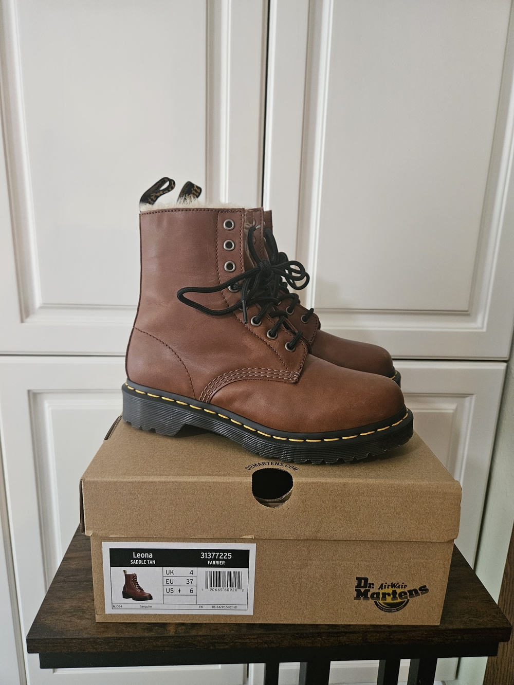 Dr. Martens 1460 Serena Fur Lined Brown  Combat Boots Winter Goth Alt Grunge